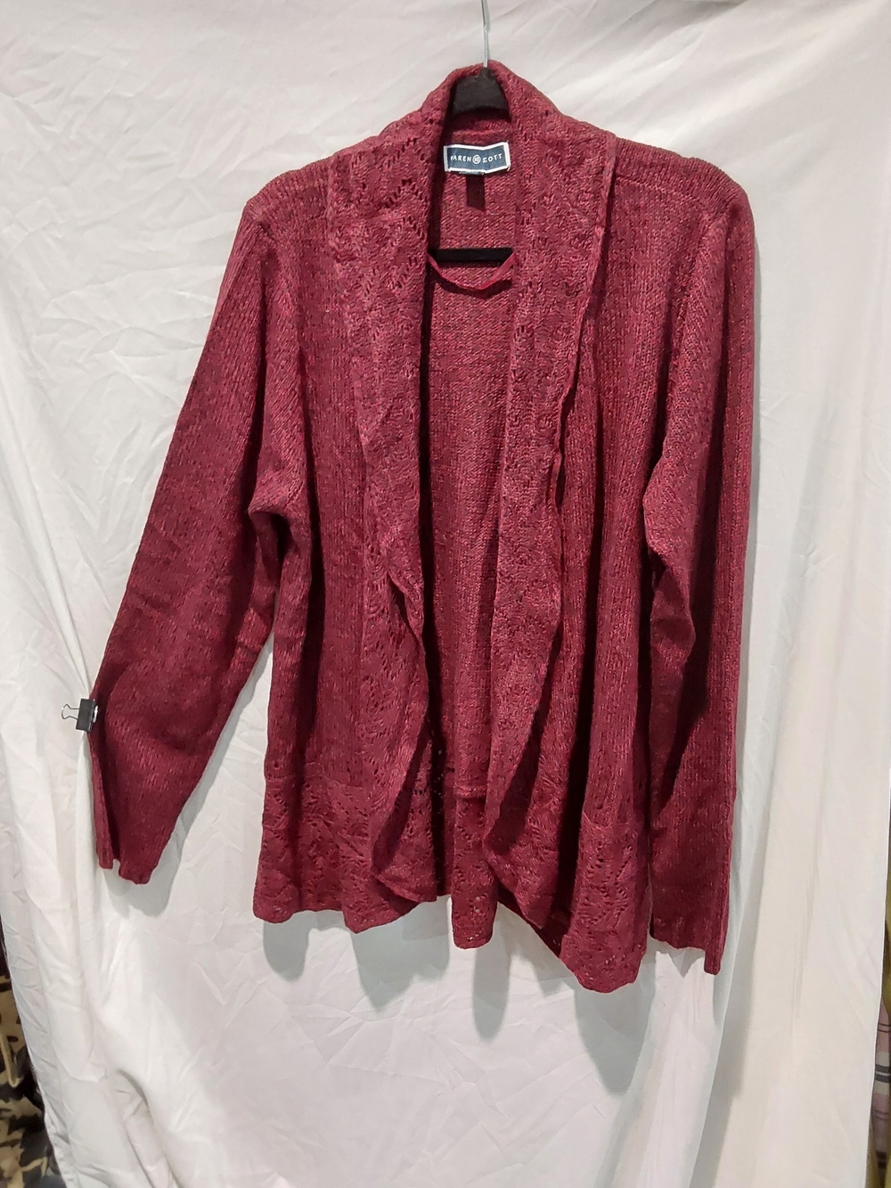 Karen Scott Wine Open-Front Cardigan Sweater
